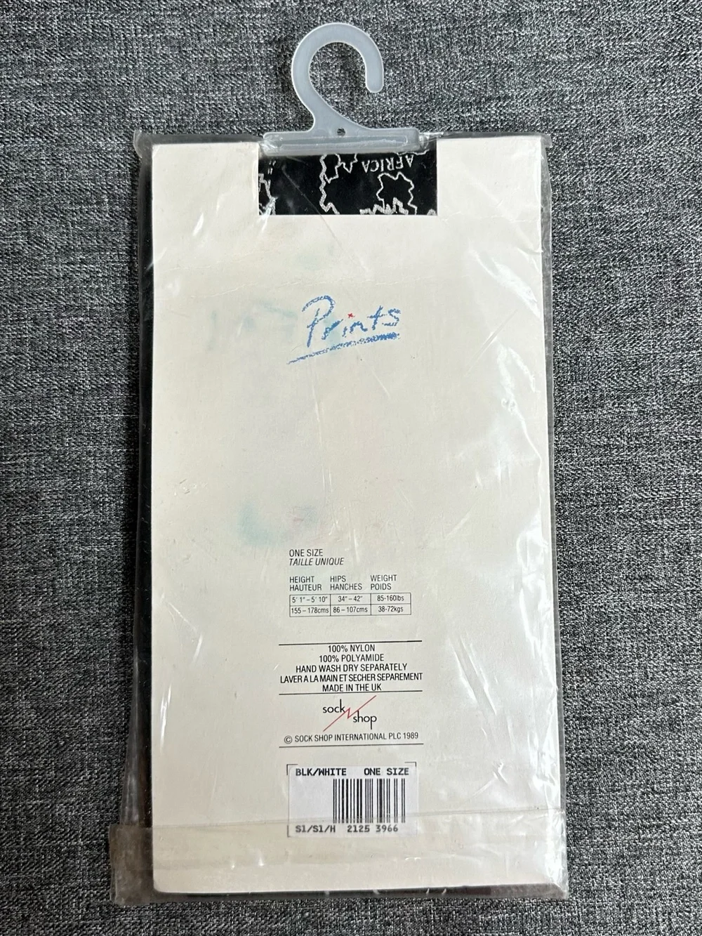 NEW Sock Shop Prints Opaque Tights Map of the World Black White OS VTG 80s
